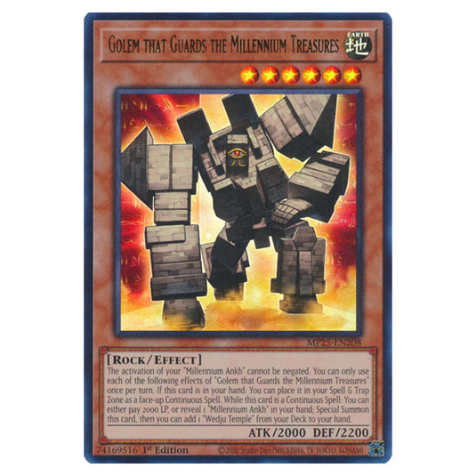Golem that Guards the Millennium Treasures MP25-EN208 card from the Yu-Gi-Oh! set 2025 Mega Pack
