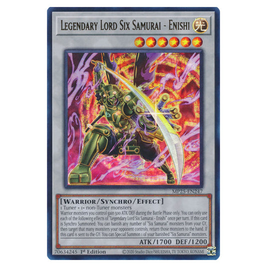 Legendary Lord Six Samurai - Enishi MP25-EN247 card from the Yu-Gi-Oh! set 2025 Mega Pack