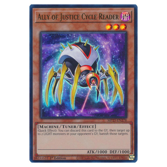 Ally of Justice Cycle Reader MP25-EN278 card from the Yu-Gi-Oh! set 2025 Mega Pack