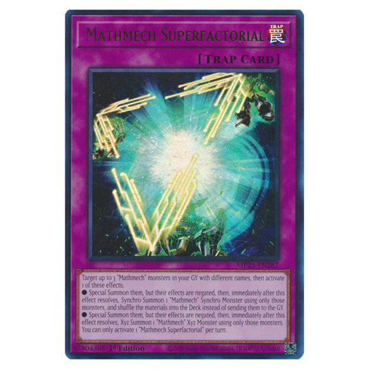 Mathmech Superfactorial MP25-EN287 card from the Yu-Gi-Oh! set 2025 Mega Pack