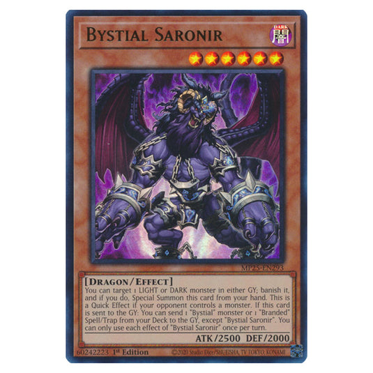Bystial Saronir MP25-EN293 card from the Yu-Gi-Oh! set 2025 Mega Pack