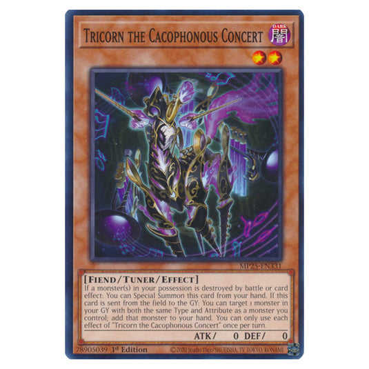Tricorn the Cacophonous Concert MP25-EN331 card from the Yu-Gi-Oh! set 2025 Mega Pack