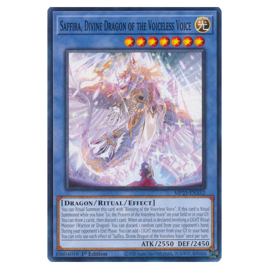 Saffira, Divine Dragon of the Voiceless Voice MP25-EN352 card from the Yu-Gi-Oh! set 2025 Mega Pack