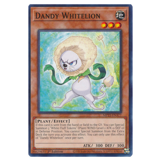 Dandy Whitelion MP25-EN377 card from the Yu-Gi-Oh! set 2025 Mega Pack