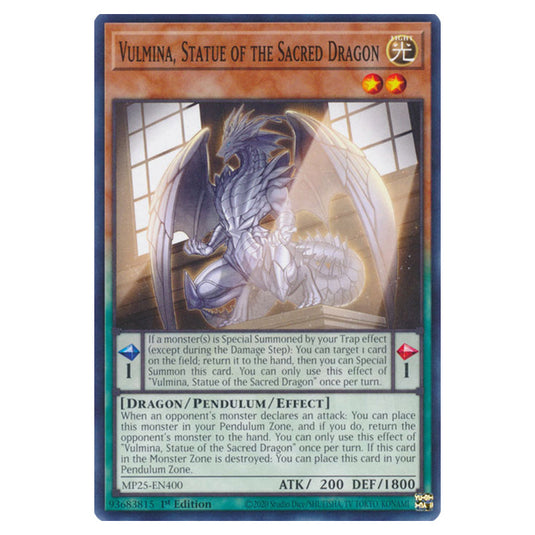 Vulmina, Statue of the Sacred Dragon MP25-EN400 card from the Yu-Gi-Oh! set 2025 Mega Pack