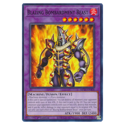 Blazing Bombardment Beast MP25-EN406 card from the Yu-Gi-Oh! set 2025 Mega Pack