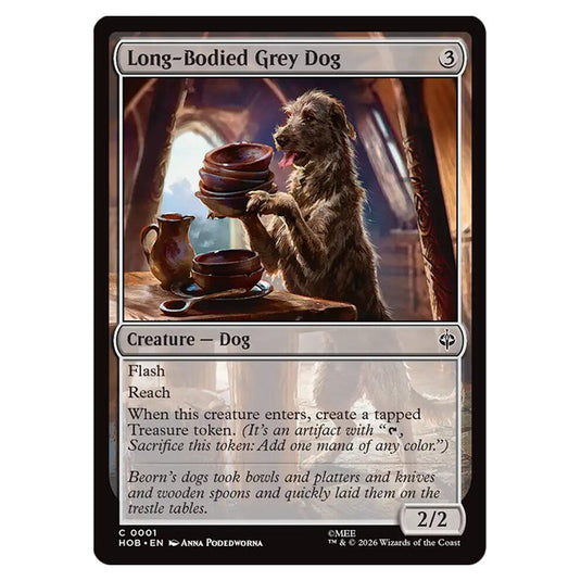 Long-Bodied Grey Dog 0001 card from the Magic The Gathering set The Hobbit