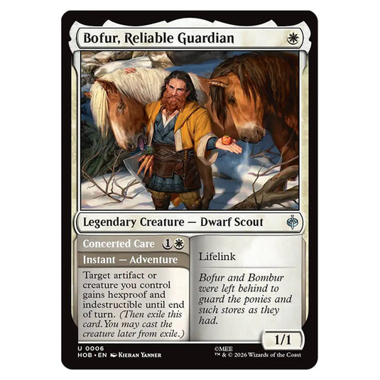 Bofur, Reliable Guardian // Concerted Care 0006 card from the Magic The Gathering set The Hobbit