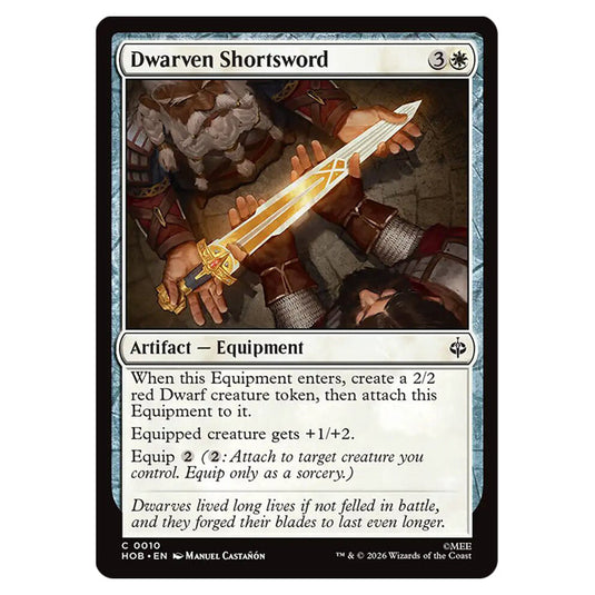 Dwarven Shortsword 0010 card from the Magic The Gathering set The Hobbit