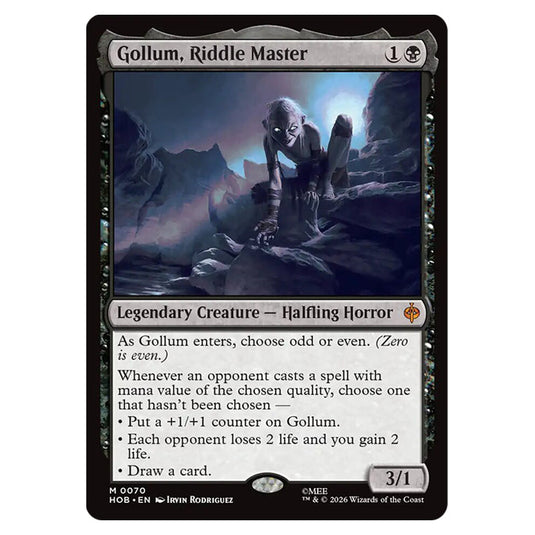 Gollum, Riddle Master 0070 card from the Magic The Gathering set The Hobbit