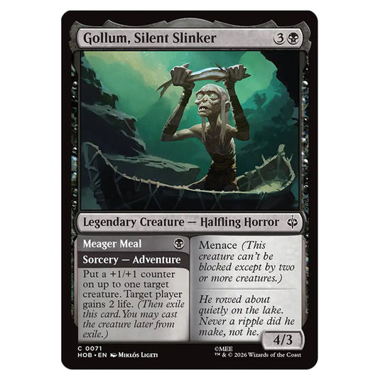 Gollum, Silent Slinker // Meager Meal 0071 card from the Magic The Gathering set The Hobbit