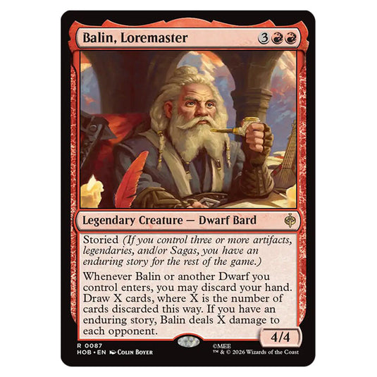 Balin, Loremaster 0087 card from the Magic The Gathering set The Hobbit