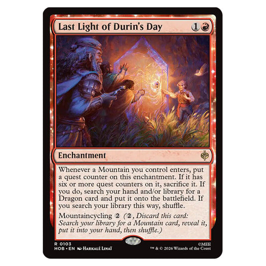 Last Light of Durin's Day 0103 card from the Magic The Gathering set The Hobbit