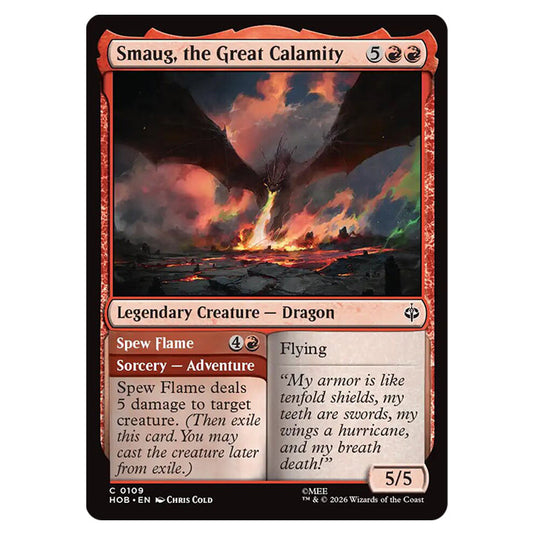 Smaug, the Great Calamity // Spew Flame 0109 card from the Magic The Gathering set The Hobbit