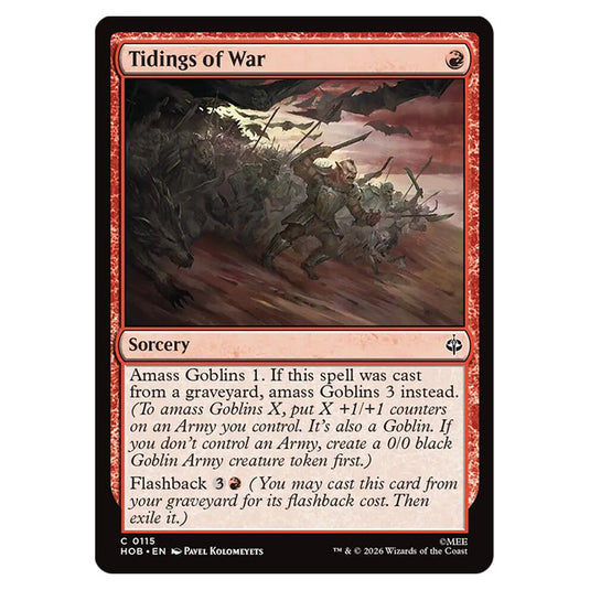 Tidings of War 0115 card from the Magic The Gathering set The Hobbit