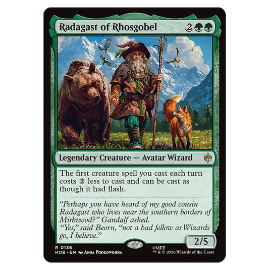 Radagast of Rhosgobel 0136 card from the Magic The Gathering set The Hobbit