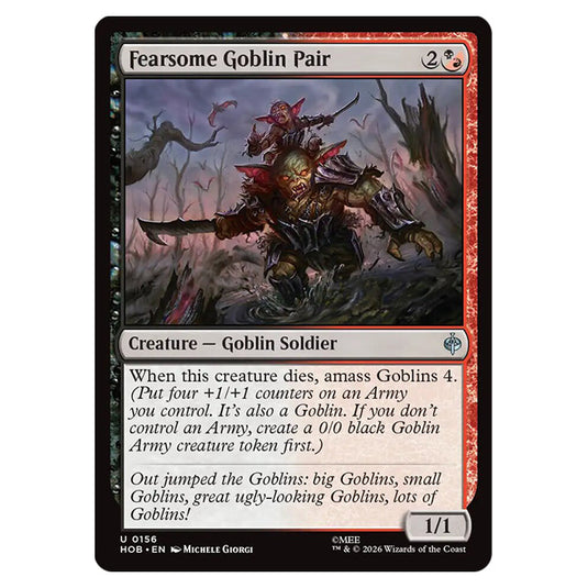Fearsome Goblin Pair 0156 card from the Magic The Gathering set The Hobbit