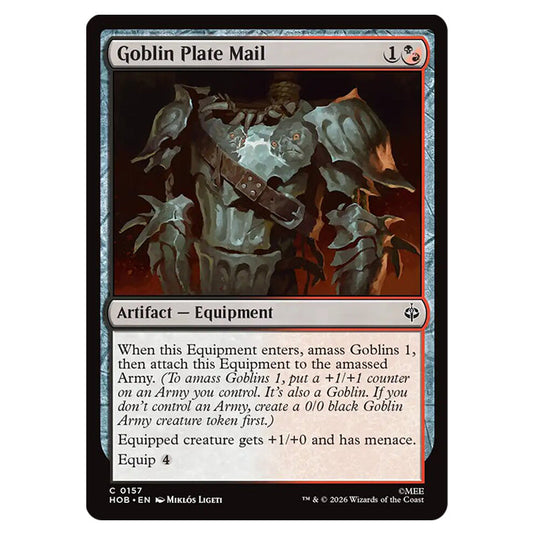 Goblin Plate Mail 0157 card from the Magic The Gathering set The Hobbit