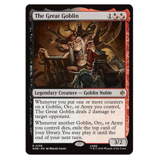 The Great Goblin 0158 card from the Magic The Gathering set The Hobbit