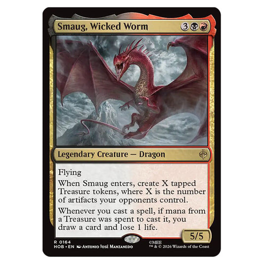 Smaug, Wicked Worm 0164 card from the Magic The Gathering set The Hobbit