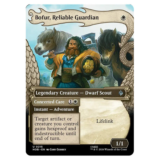 Bofur, Reliable Guardian // Concerted Care 0215 card from the Magic The Gathering set The Hobbit
