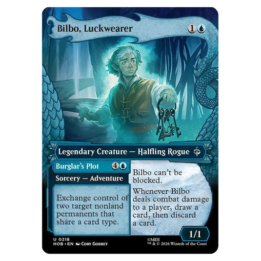 Bilbo, Luckwearer // Burglar's Plot 0218 card from the Magic The Gathering set The Hobbit
