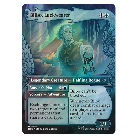 Bilbo, Luckwearer // Burglar's Plot 0254 card from the Magic The Gathering set The Hobbit