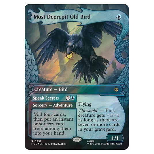 Most Decrepit Old Bird // Speak Secrets 0257 card from the Magic The Gathering set The Hobbit