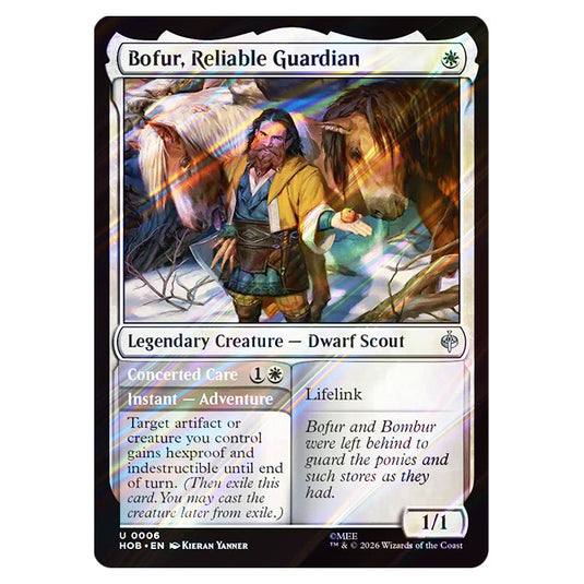 Bofur, Reliable Guardian // Concerted Care 0006 card from the Magic The Gathering set The Hobbit
