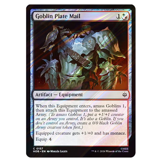 Goblin Plate Mail 0157 card from the Magic The Gathering set The Hobbit