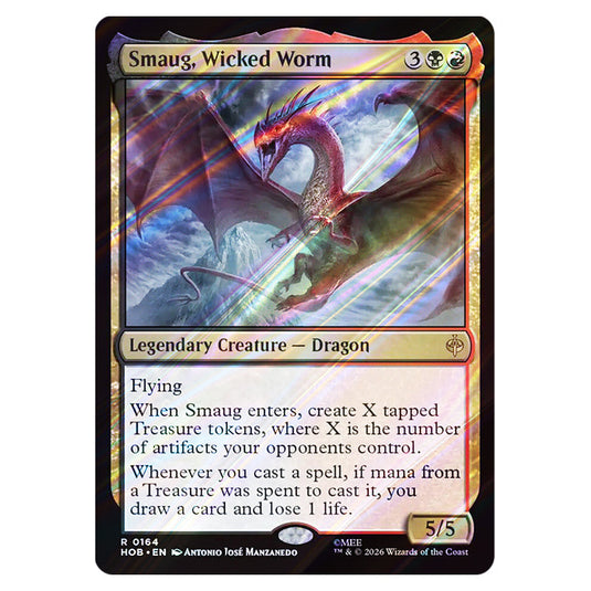 Smaug, Wicked Worm 0164 card from the Magic The Gathering set The Hobbit