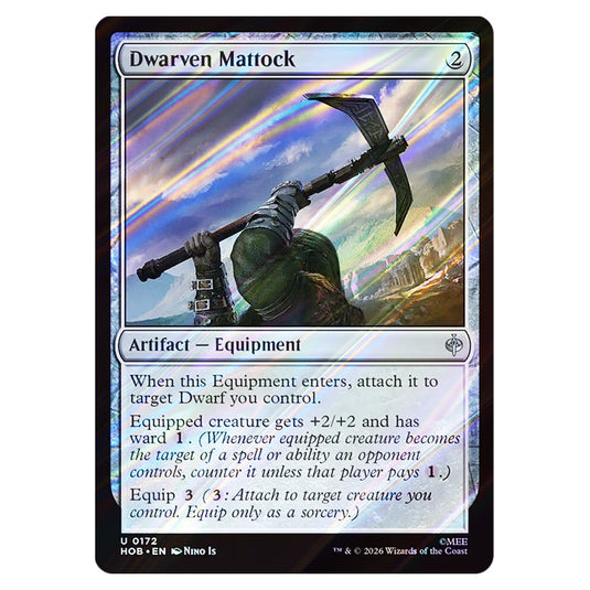 Dwarven Mattock 0172 card from the Magic The Gathering set The Hobbit