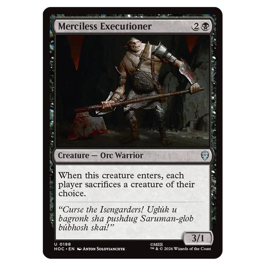 Merciless Executioner 0188 card from the Magic The Gathering set The Hobbit Eternal