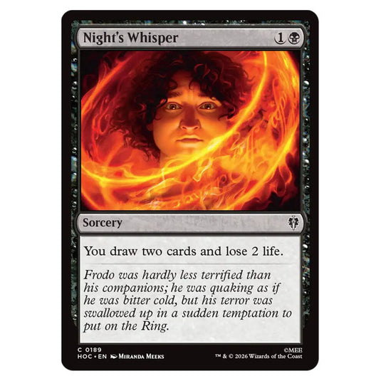 Night's Whisper 0189 card from the Magic The Gathering set The Hobbit Eternal