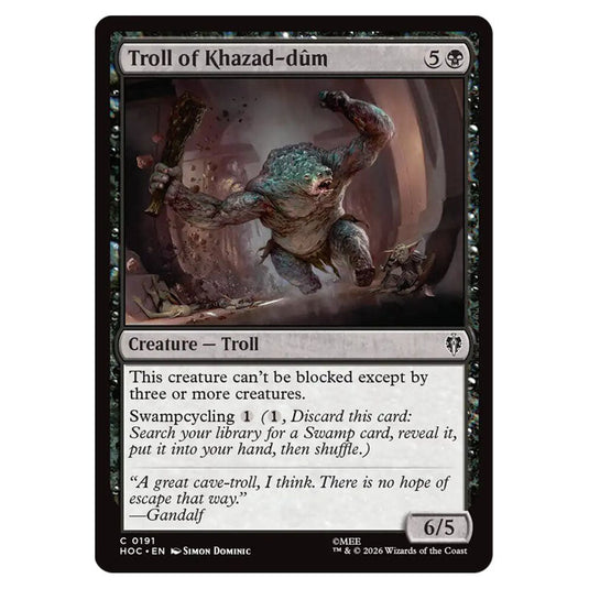 Troll of Khazad-dûm 0191 card from the Magic The Gathering set The Hobbit Eternal