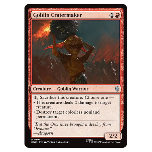 Goblin Cratermaker 0194 card from the Magic The Gathering set The Hobbit Eternal