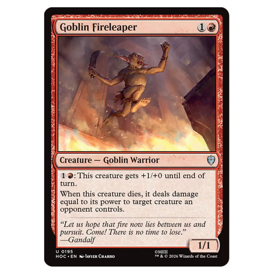 Goblin Fireleaper 0195 card from the Magic The Gathering set The Hobbit Eternal