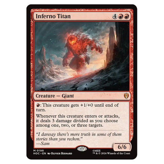 Inferno Titan 0198 card from the Magic The Gathering set The Hobbit Eternal