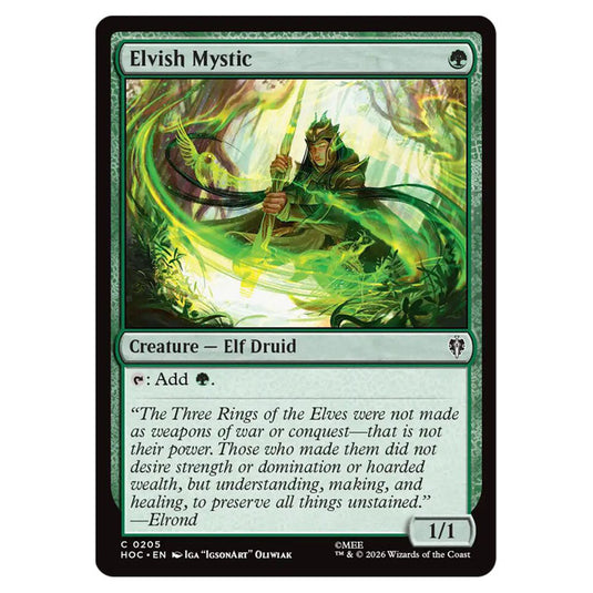 Elvish Mystic 0205 card from the Magic The Gathering set The Hobbit Eternal
