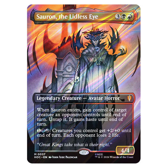 Sauron, the Lidless Eye 0037 card from the Magic The Gathering set The Hobbit Eternal