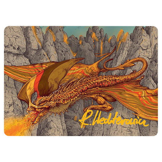 Magmatic Hellkite 0034 card from the Magic The Gathering set Tarkir: Dragonstorm Art Series