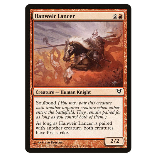 Hanweir Lancer 0138 card from the Magic The Gathering set Avacyn Restored