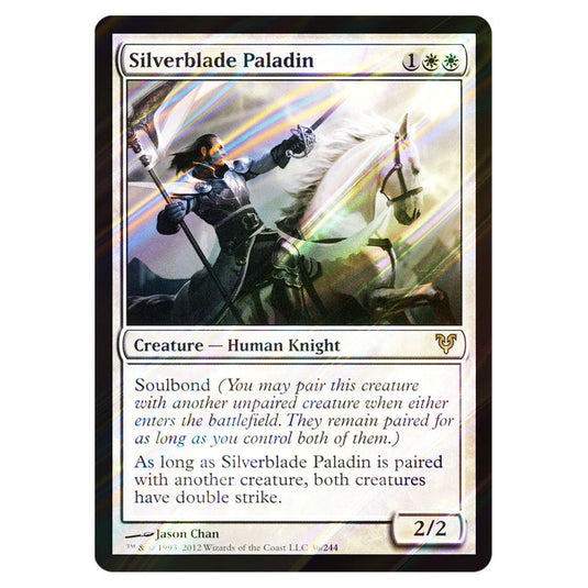 Silverblade Paladin 0036 card from the Magic The Gathering set Avacyn Restored