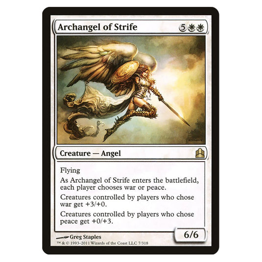Archangel of Strife 7 card from the Magic The Gathering set Commander 2011