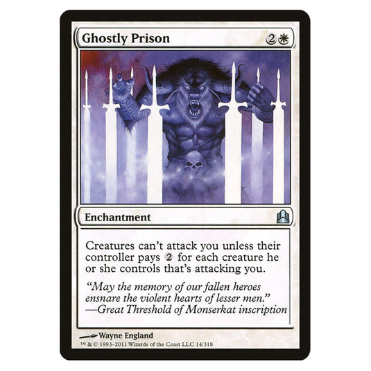 Ghostly Prison 14 card from the Magic The Gathering set Commander 2011