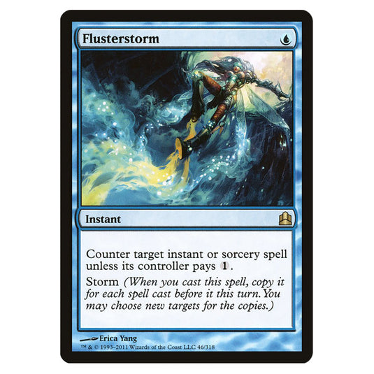 Flusterstorm 46 card from the Magic The Gathering set Commander 2011