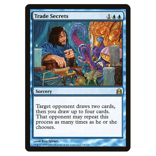 Trade Secrets 64 card from the Magic The Gathering set Commander 2011