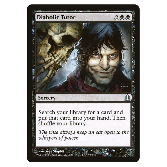 Diabolic Tutor 77 card from the Magic The Gathering set Commander 2011
