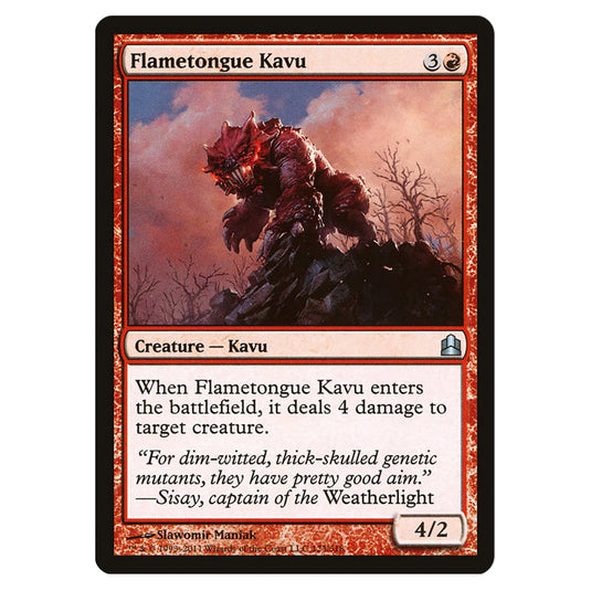 Flametongue Kavu 123 card from the Magic The Gathering set Commander 2011