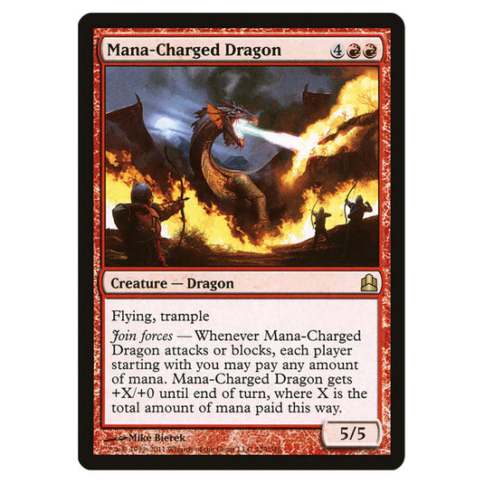 Mana-Charged Dragon 129 card from the Magic The Gathering set Commander 2011